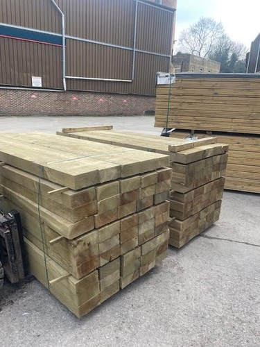 Green treated railway sleepers - railway,